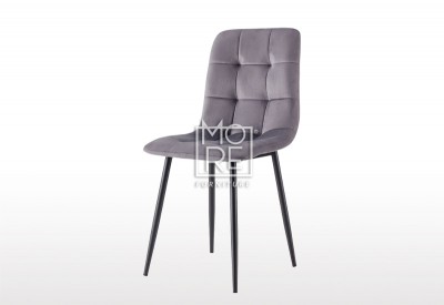 Fiore Velvet Grey Dining Chair with Black Legs