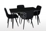 Fiore 5Pce Black Sintered Stone Dining Suite with Black Velvet Chairs