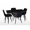 Fiore 5Pce Black Sintered Stone Dining Suite with Black Velvet Chairs