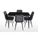 Fiore 5Pce Black Sintered Stone Dining Suite with Grey Velvet Chairs