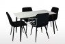 Fiore 5Pce White Sintered Stone Dining Suite with Black Velvet Chairs