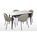 Fiore 5Pce White Sintered Stone Dining Suite with Florin Beige Chairs