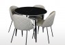 Fiore 5Pce Black Sintered Stone Round Dining Suite with Florin Beige Chairs