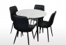 Fiore 5Pce White Sintered Stone Round Dining Suite with Black PU Leather Chairs