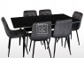 Fiore 7Pce Black Sintered Stone Dining Suite with Grey Velvet Chairs