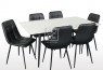 Fiore 7Pce White Sintered Stone Dining Suite with Black PU Leather Chairs