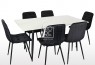 Fiore 7Pce White Sintered Stone Dining Suite with Black Velvet Chairs