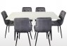 Fiore 7Pce White Sintered Stone Dining Suite with Grey Velvet Chairs