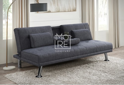 Mira Futon Fabric Sofa Bed Dark Grey