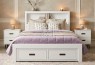 Boston(B) 2 Drawers Hardwood Pine Bed Frame White Wash