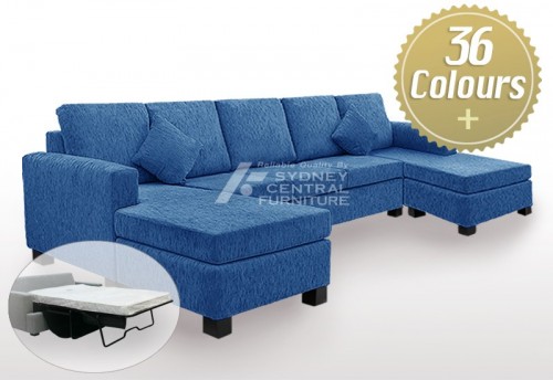 LG SB 5 Seater 2 Chaise Fabric Sofa Bed with Mattress