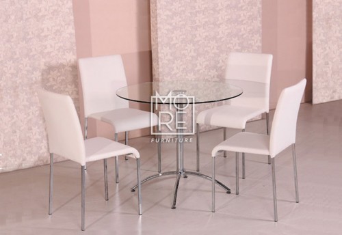 Cafe 5Pcs Round Gloss Top Dining Suite