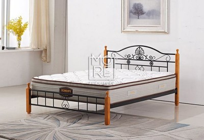P001A Metal & Timber Bed Frame Beech