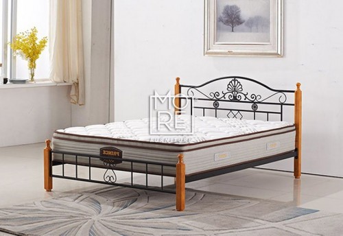 P001A Metal & Timber Bed Frame Beech